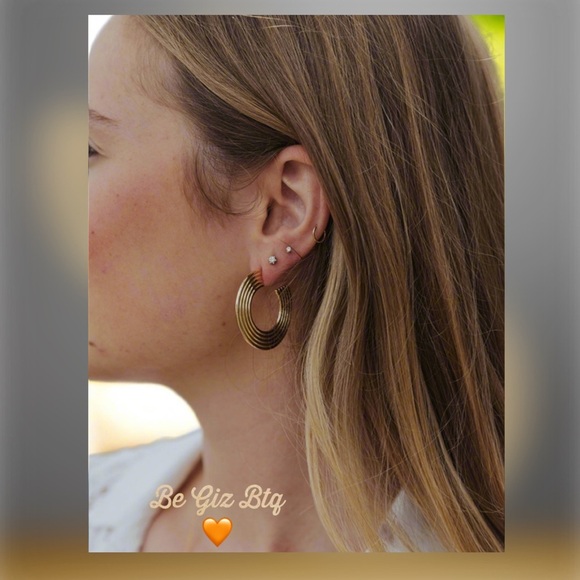 JENNIFER ZEUNER Authentic Camilla 14K-Gold-Plated Hoop Earrings NWT - Picture 3 of 8